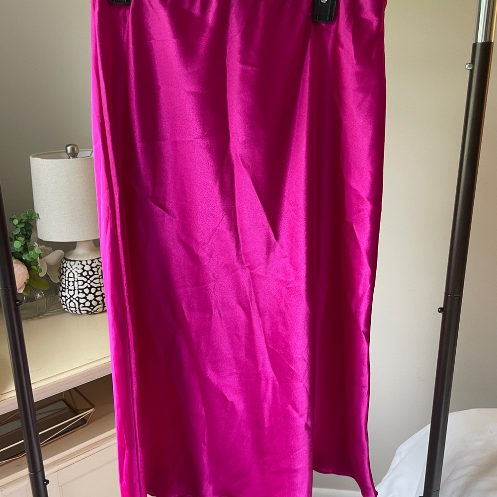Elegant Pink Satin Skirt